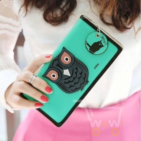 long lovely owl clutch phone card holder leather wallet - WikiWii