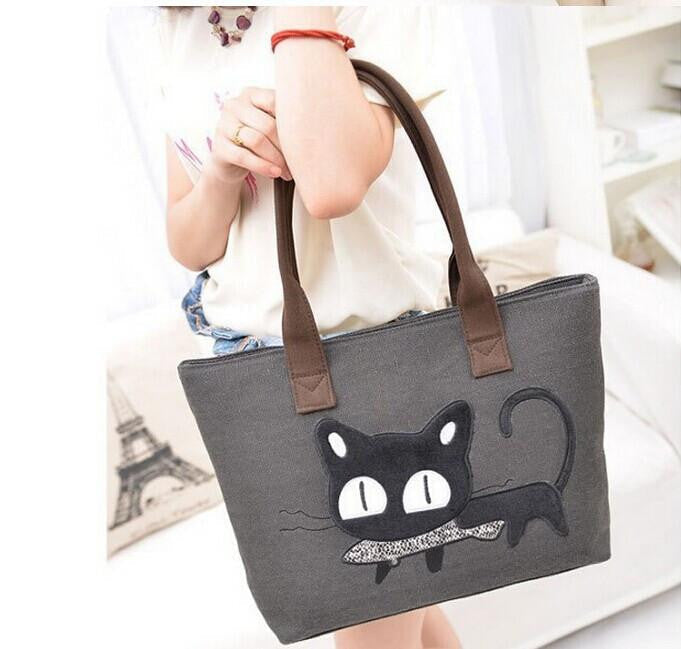 Lovely Cat Print Shopping Bag - WikiWii