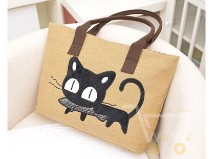 Lovely Cat Print Shopping Bag - WikiWii