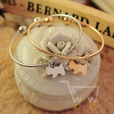 Lovely Dog Crystal Opening Bracelet - WikiWii