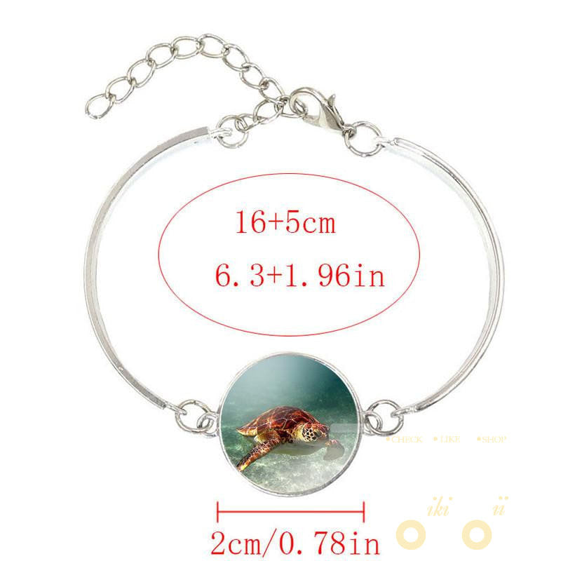 Marine Life Sea Turtle Glass Bracelet - WikiWii