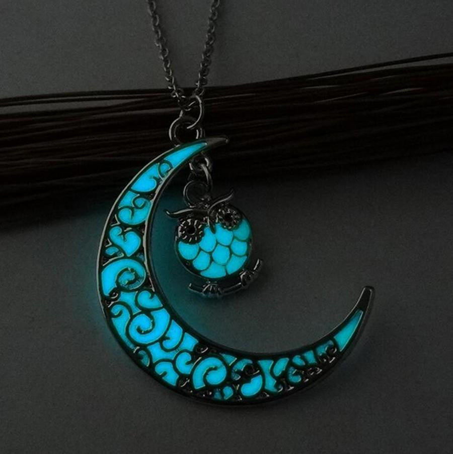 Moon Owl Glow In The Dark Necklace - WikiWii