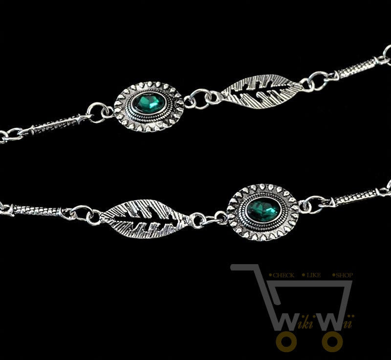 multi 3 strand emerald green crystal stone owl necklace - WikiWii