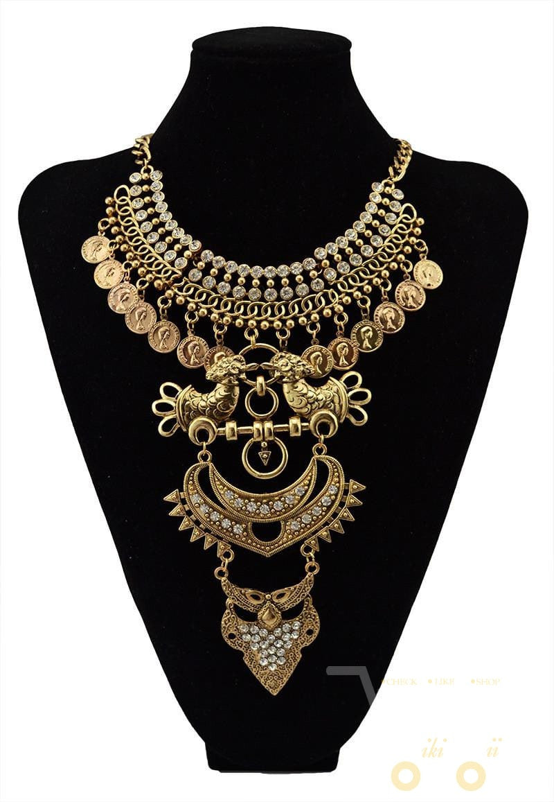 multi layer necklace gold Crystal Owl Bird Big Statement Necklaces - WikiWii