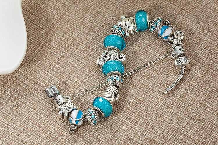 Ocean Style Blue Crystal charm Bracelet - WikiWii