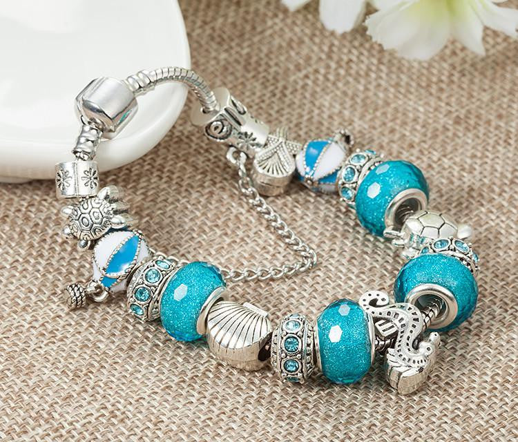 Ocean Style Blue Crystal charm Bracelet - WikiWii