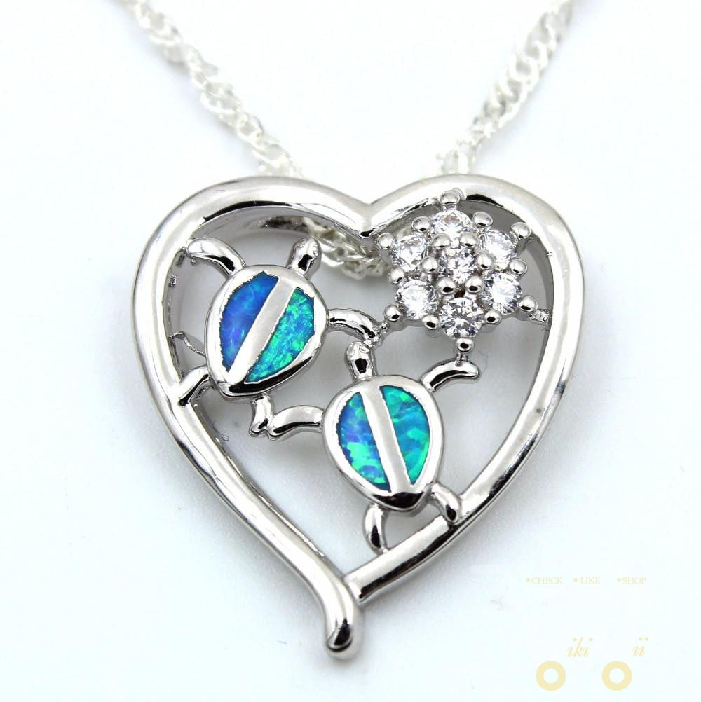 Opal Baby Turtle Pendant Necklace - WikiWii