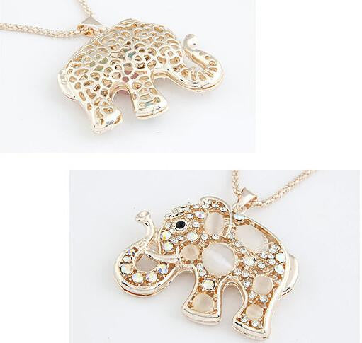 Opal Rhinestone Elephant Statement necklaces - WikiWii