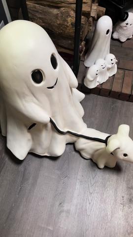 Halloween Ghost Walking A Dog