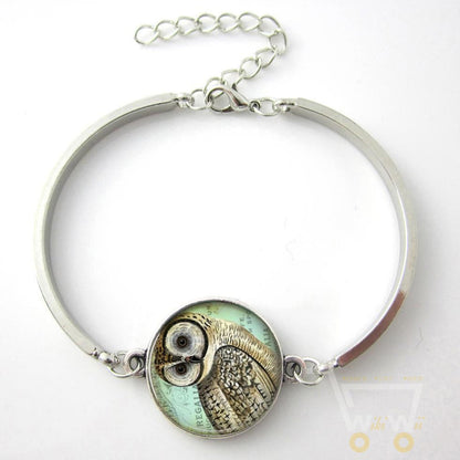 Owl Art photo bracelet antique (silver / gold / bronze) plated - WikiWii