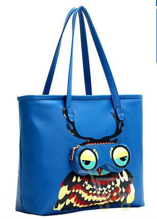 Owl Bag Black Blue Braccialini PU Leather - WikiWii