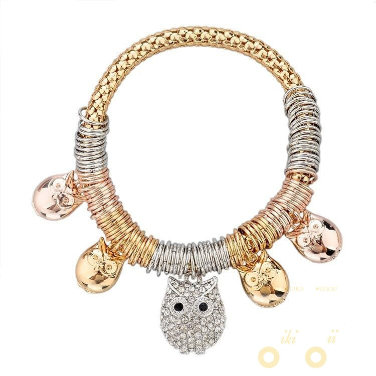 Owl Charm Bracelet & Bangle Gold / Silver Bracelet - WikiWii