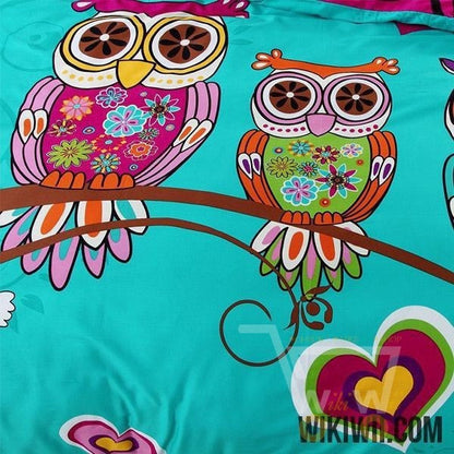 Owl girls bedding set 4/3 pieces 100% cotton - WikiWii