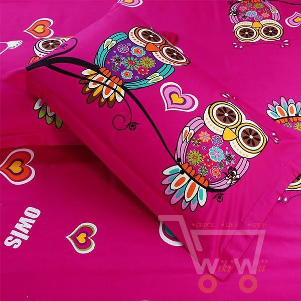 Owl girls bedding set 4/3 pieces 100% cotton - WikiWii