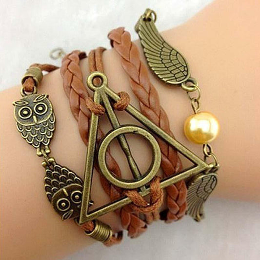 Owl Harry Potter Wings Bracelet Multicolor Woven Leather Bracelet - WikiWii