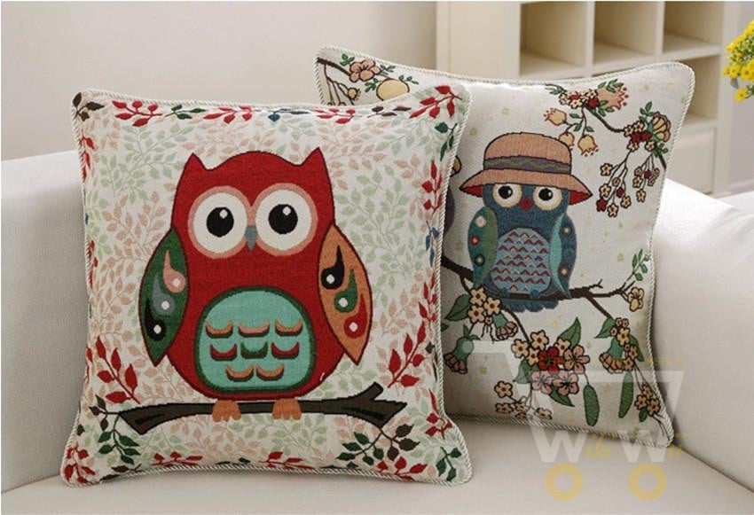 Owl Linen Cotton Throw Pillow Case Home Sofa Bed Car Decor - WikiWii