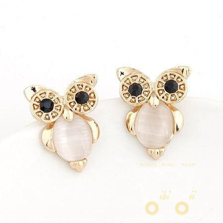 OWL Metal Stud Earrings - WikiWii