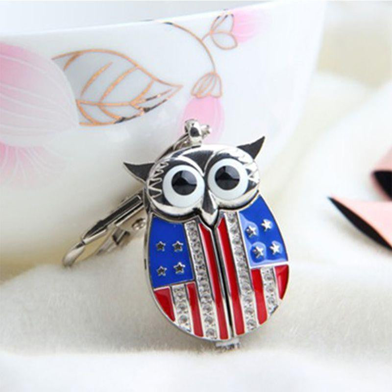 Owl Necklace Flag Bronze Bird Pocket Clock - WikiWii