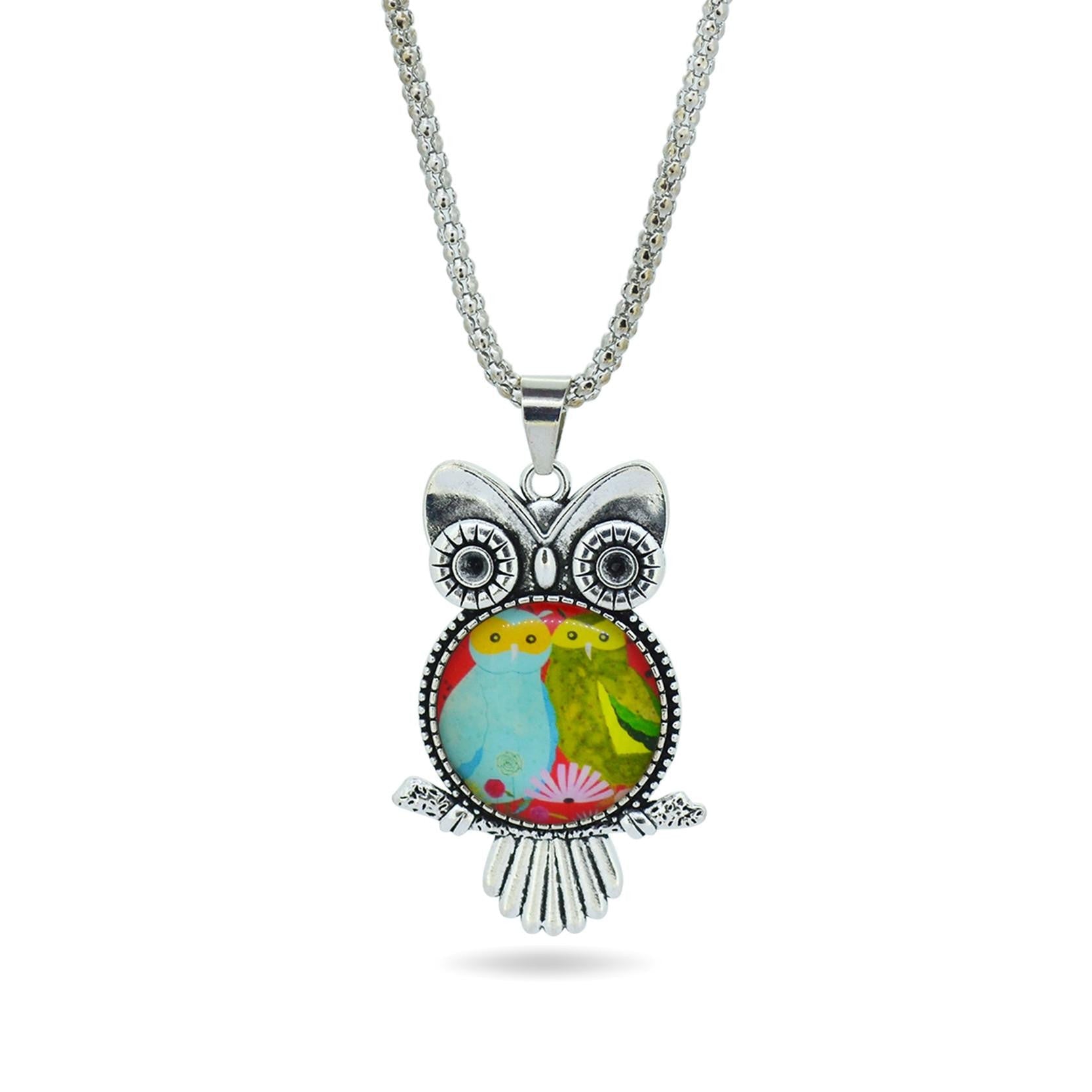 Owl pendant necklace newest glass - WikiWii