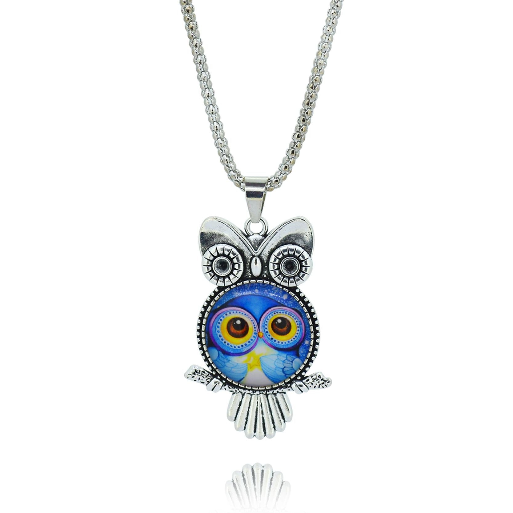 Owl pendant necklace newest glass - WikiWii