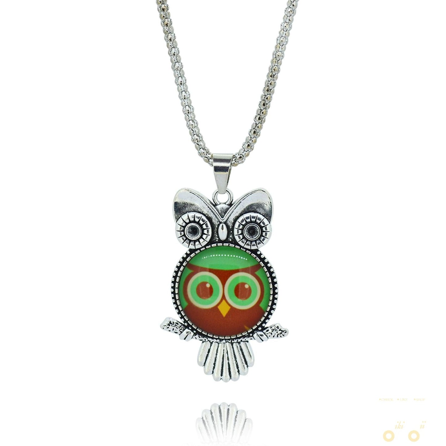 Owl pendant necklace newest glass - WikiWii