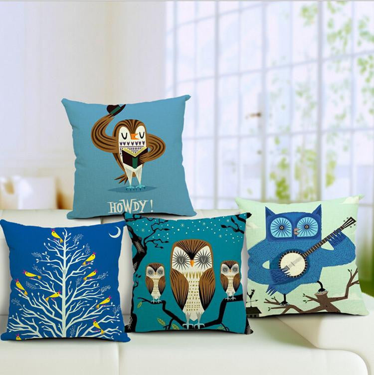 Owl Piano Dance Throw Pillowcase - WikiWii