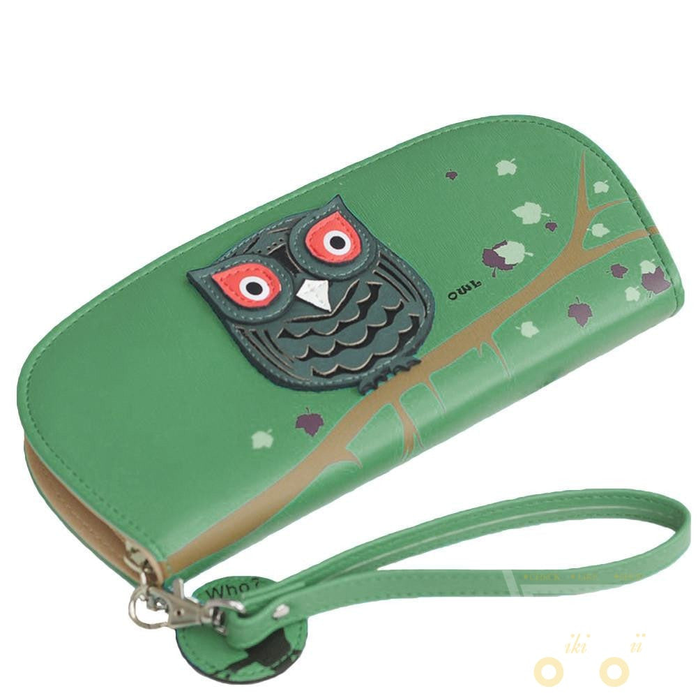 Owl Printing Rounded Zipper Long Wallet - WikiWii