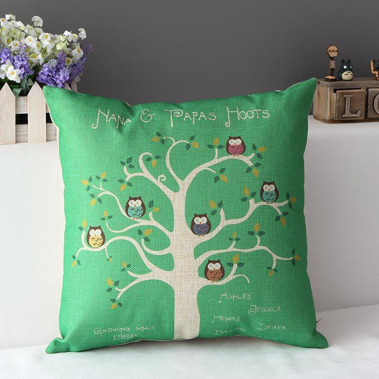 Owl Tree Style Cotton&linen Decor In Bed Sofa - WikiWii