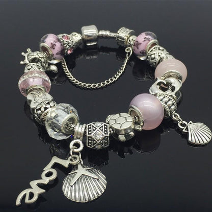 Pink Beads Sea Turtle Starfish Dolphin Bracelet - WikiWii