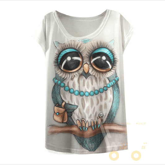 Printed Owl T-shirt - WikiWii