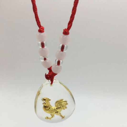 Red Long Rope Necklace Crystal Glass Ball Gold Plated Chicken Necklace - WikiWii