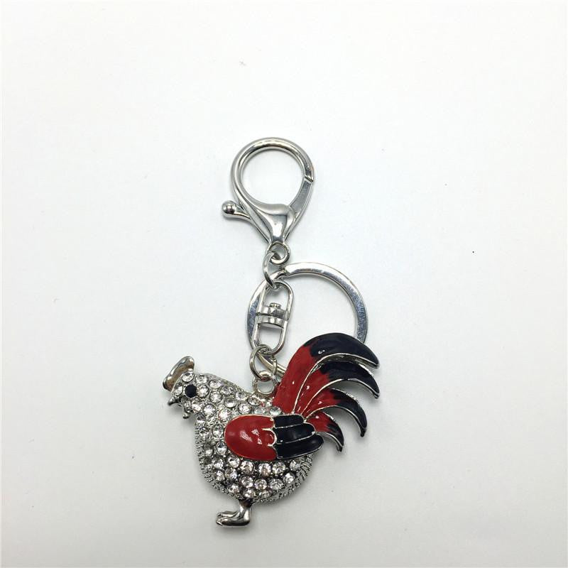 Rhinestone  Chicken Key Chain - WikiWii