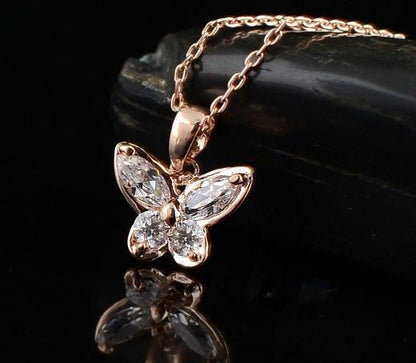 Rose Gold Plated Butterfly Necklace - WikiWii