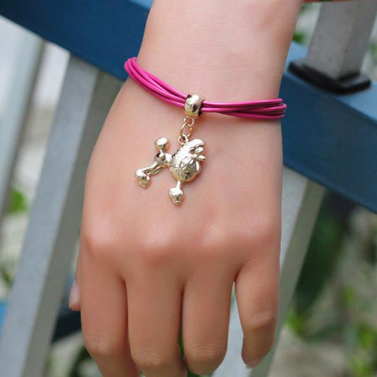 rose pink string love dog charms bracelet - WikiWii