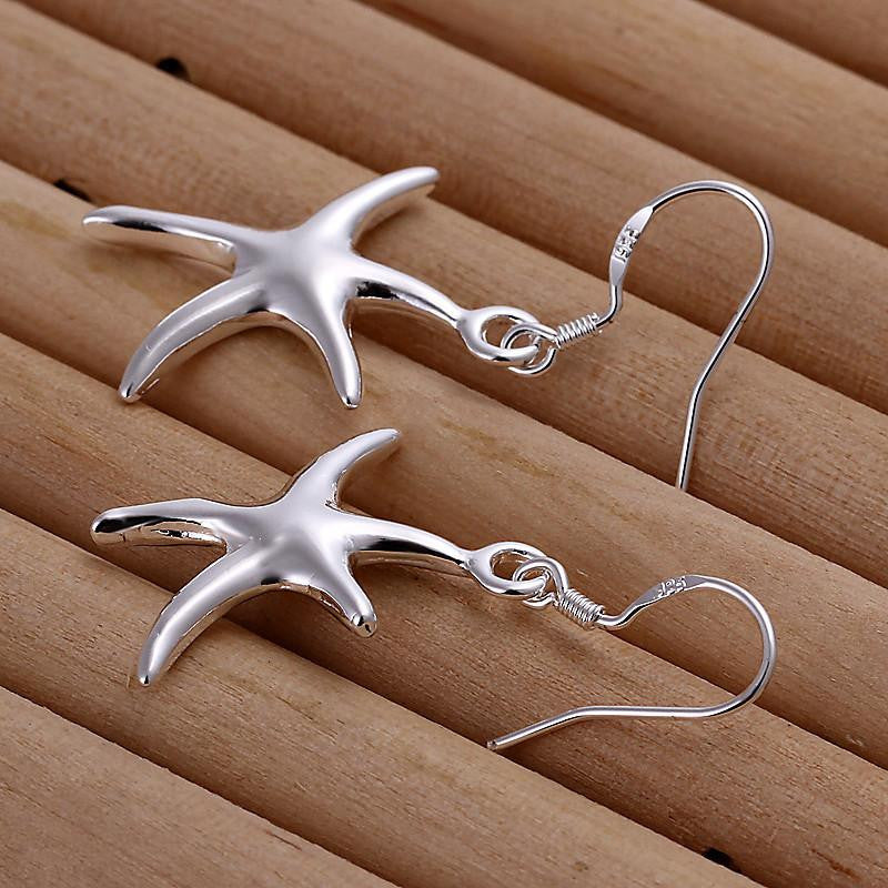 925 Sterling Silver Starfish Earrings - WikiWii