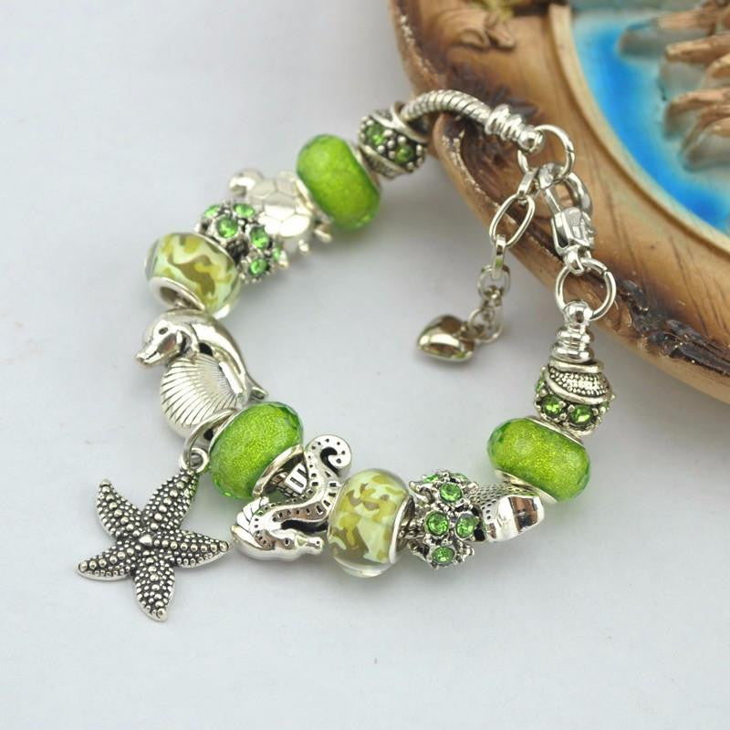 Sea style starfish shell turtle dolphin seahorse Charms Bracelets - WikiWii