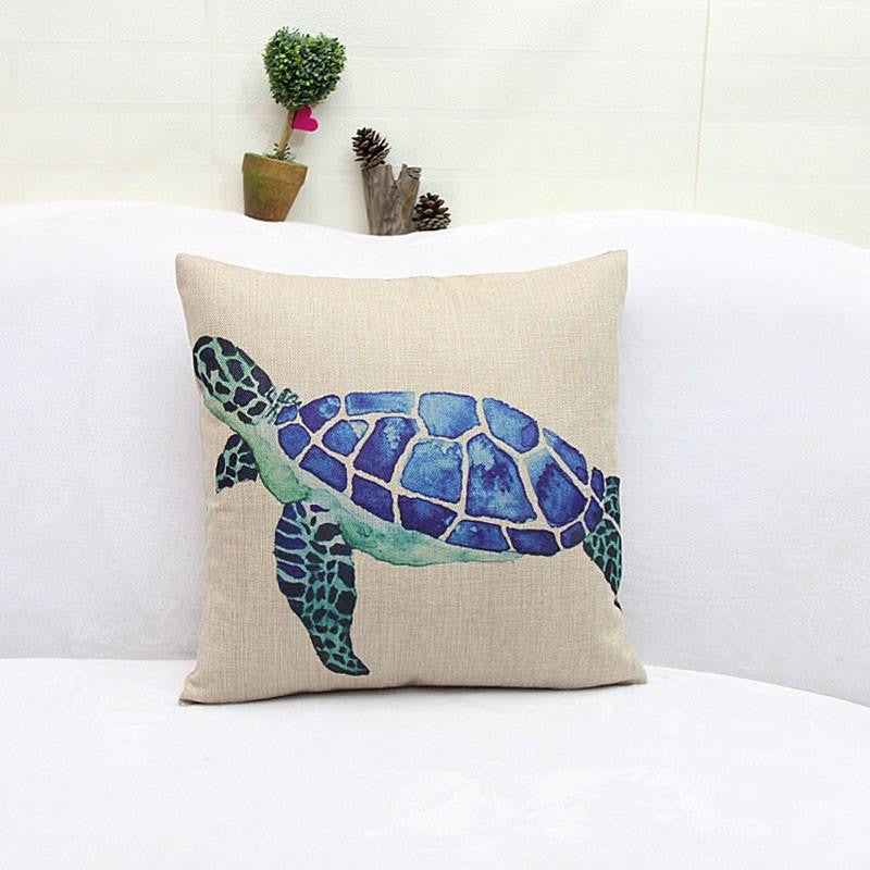 Sea turtle Cotton Linen Pillow Cover - WikiWii