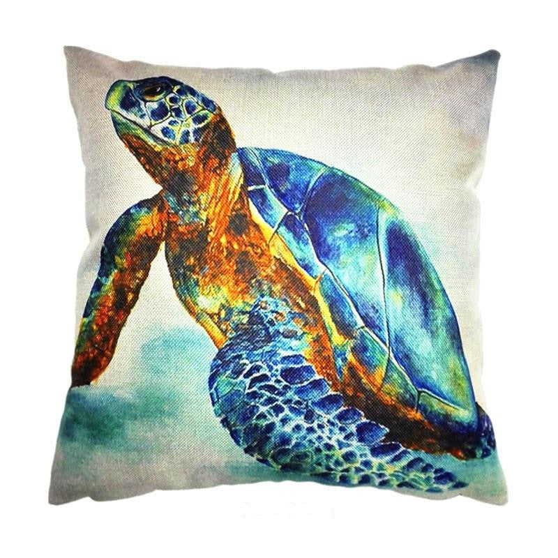 Sea turtle Cotton Linen Pillow Cover - WikiWii