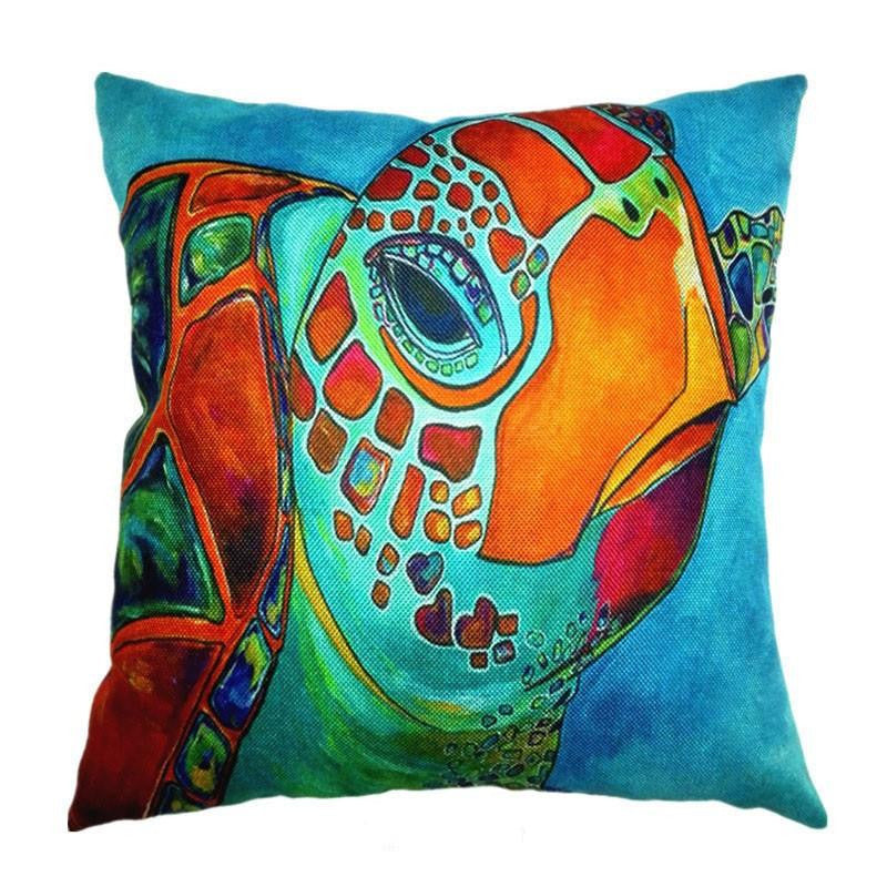 Sea turtle Cotton Linen Pillow Cover - WikiWii