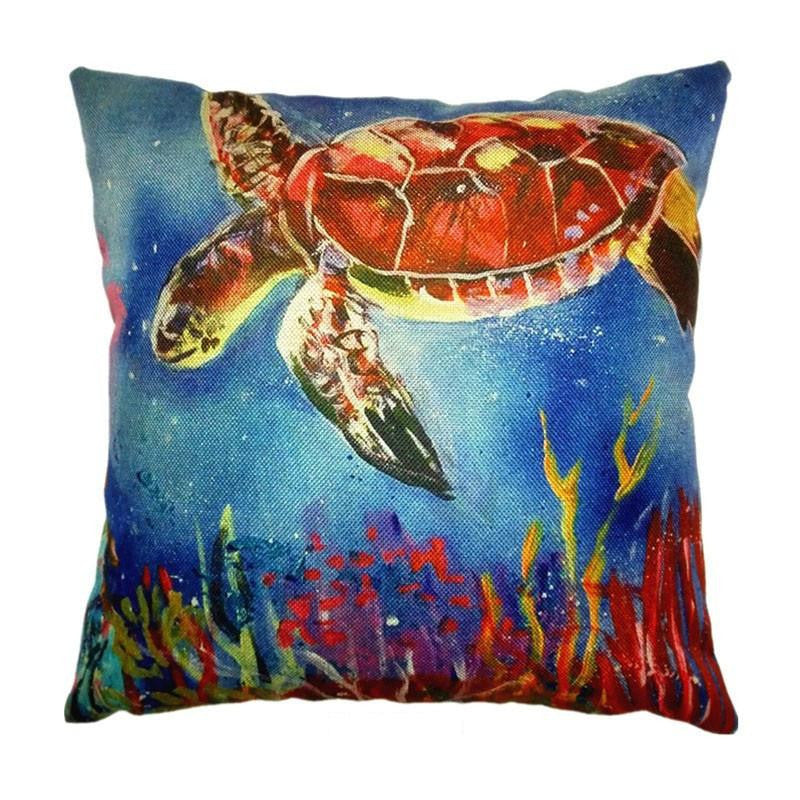 Sea turtle Cotton Linen Pillow Cover - WikiWii