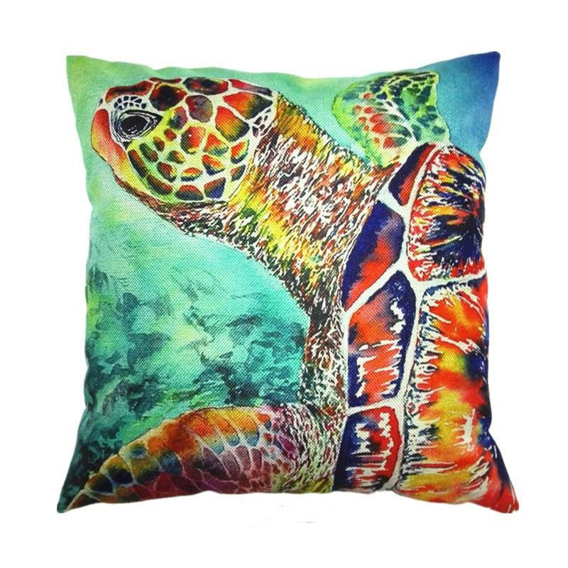 Sea turtle Cotton Linen Pillow Cover - WikiWii