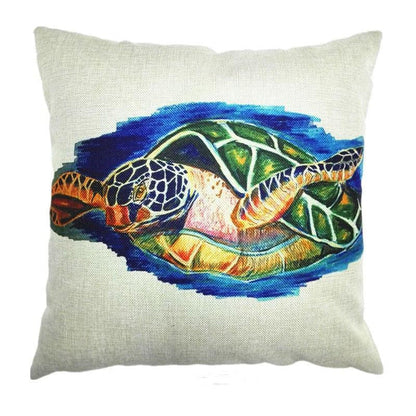 Sea turtle Cotton Linen Pillow Cover - WikiWii