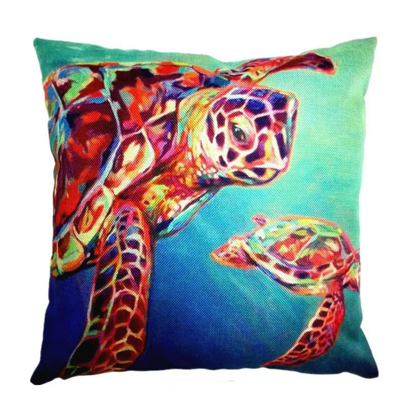 Sea turtle Cotton Linen Pillow Cover - WikiWii