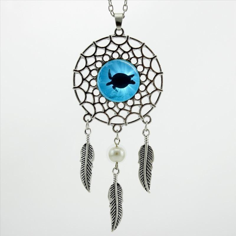 Sea Turtle Necklace In A Dream Catcher Style - WikiWii