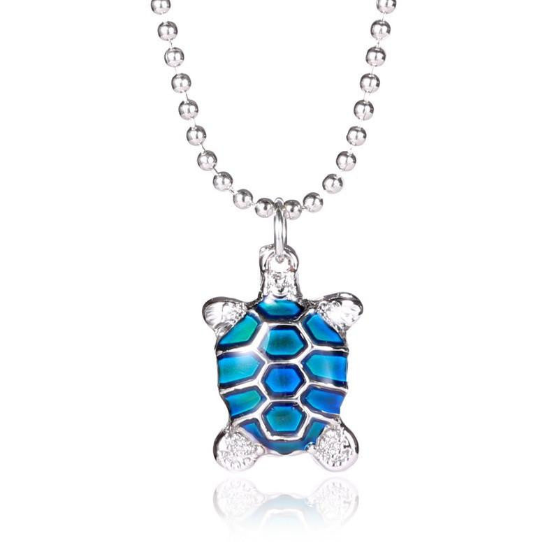Sea Turtle Necklace Pendant with Bead Chain (Temperature Change Color ) - WikiWii