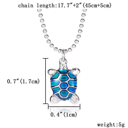 Sea Turtle Necklace Pendant with Bead Chain (Temperature Change Color ) - WikiWii