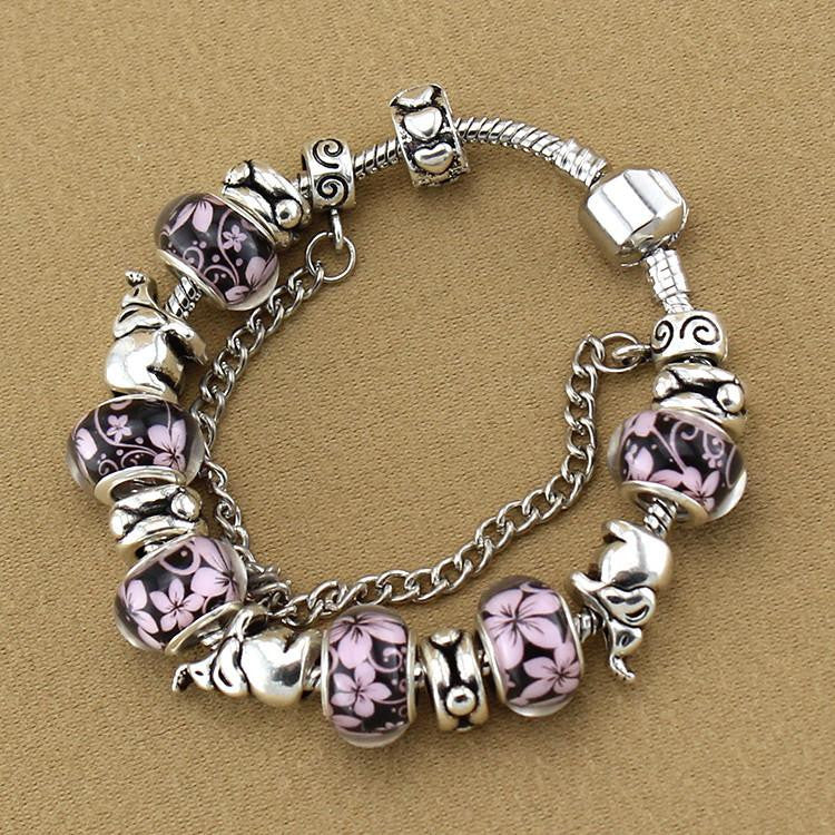 Silver Acrylic Beads Elephant Bracelets - WikiWii