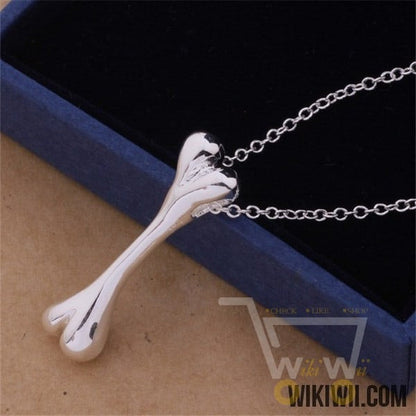 Silver Dog Bone Necklace - WikiWii