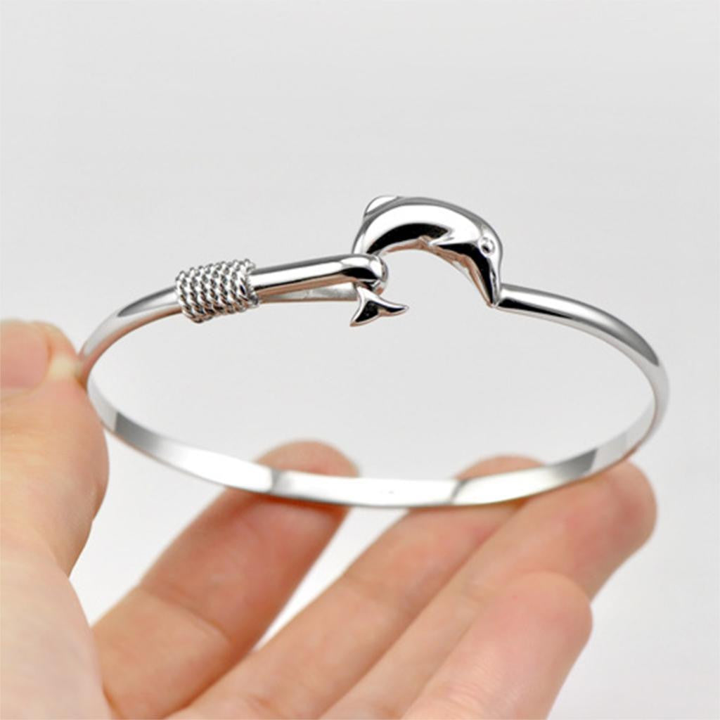 Silver Dolphin Bangle Bracelet - WikiWii