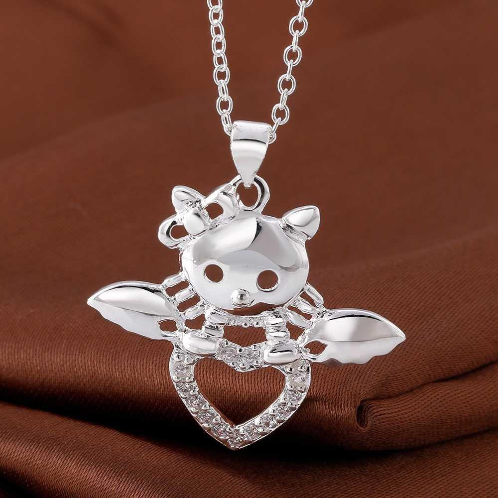 Silver Fashion Jewelry cat  give you luck Necklace necklace - WikiWii